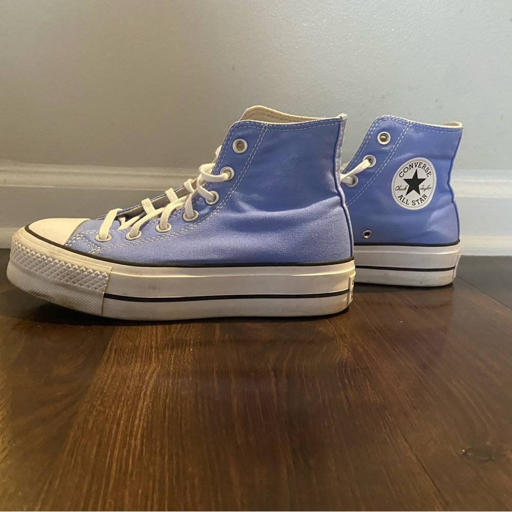 Blue Converse Platform Sneakers